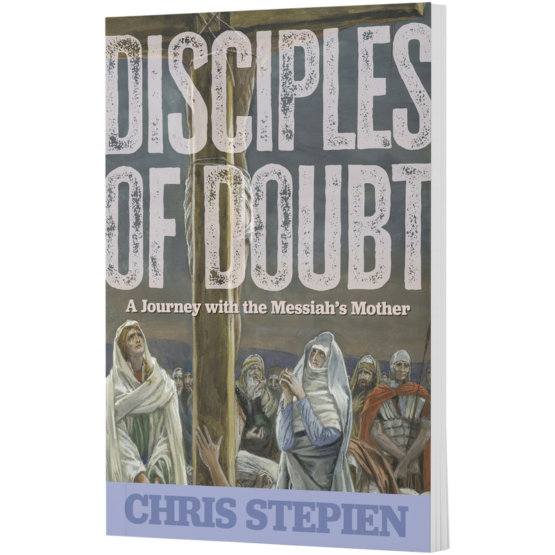 Book cover titled Disciples of Doubt by Chris Stepien, featuring an illustration of biblical figures standing near a cross. image number 0