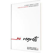 Book cover titled No Regrets featuring a minimalist design with red and black text on a white background. image number 0