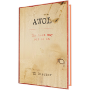 Book cover titled AWOL: The best way out is in featuring an aged, distressed paper background with black and red text.