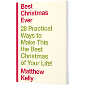 Book cover titled Best Christmas Ever by Matthew Kelly, featuring red and green text on a cream background.