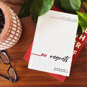 Book cover titled No Regrets featuring a minimalist design with red and black text on a white background. image number 1