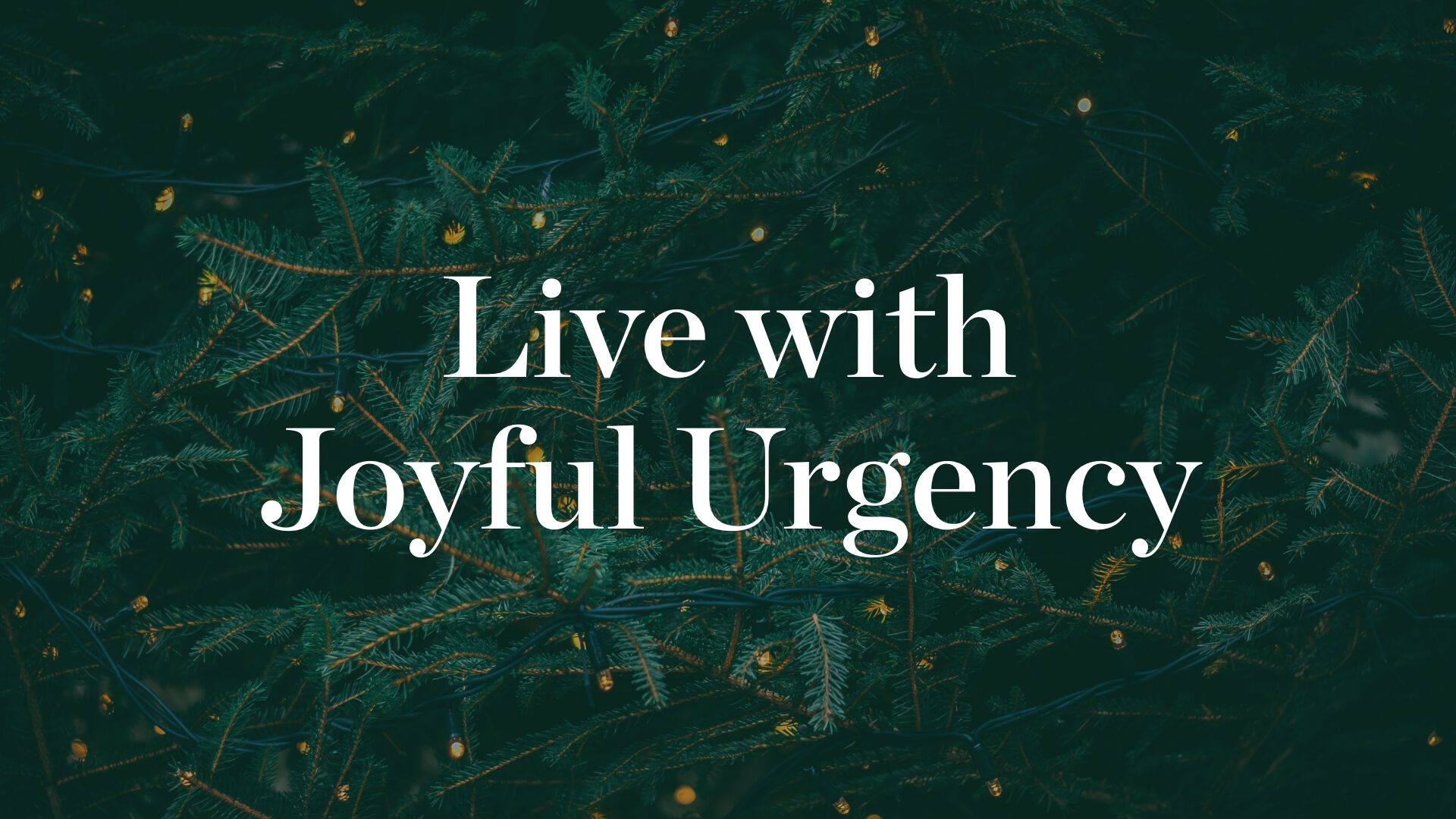 Life with joyful urgency