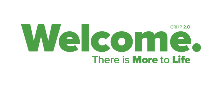 header that says welcome in green text with a grainy effect black and white background of three sets of hands folded over each other in a circle